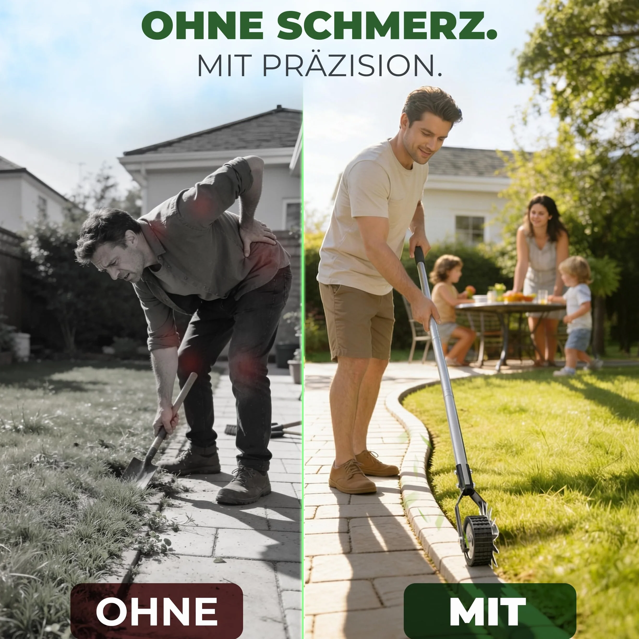 Obcinacz do krawędzi trawnika ze stali nierdzewnej, regulowany uchwyt, ergonomiczny