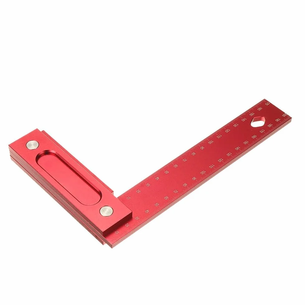VIDOO Metryczny Precyzyjny Kątownik Stolarski Stop Aluminium Szerokie Siedzisko Narzędzie Traserskie Linijka L 90 Stopni-150mm