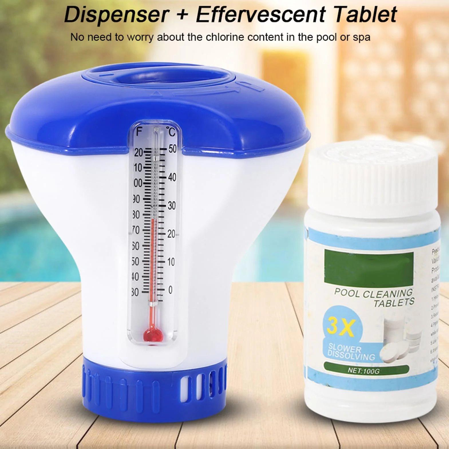 Tabletki chloru 1,5 cala dozownik basenu Zestaw do czyszczenia 100 g