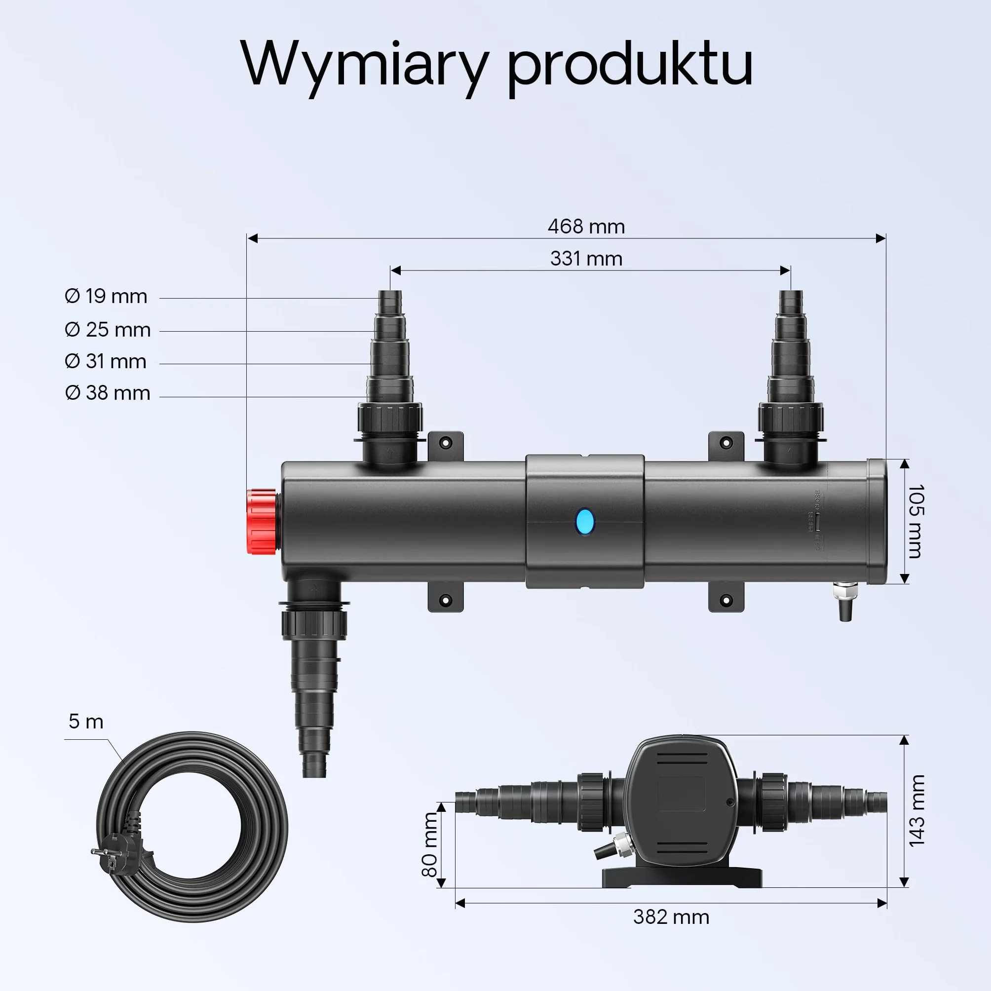 SunSun CUV-218 osadnik do oczka wodnego 2500 l/h 18 W UVC filtr stawowy