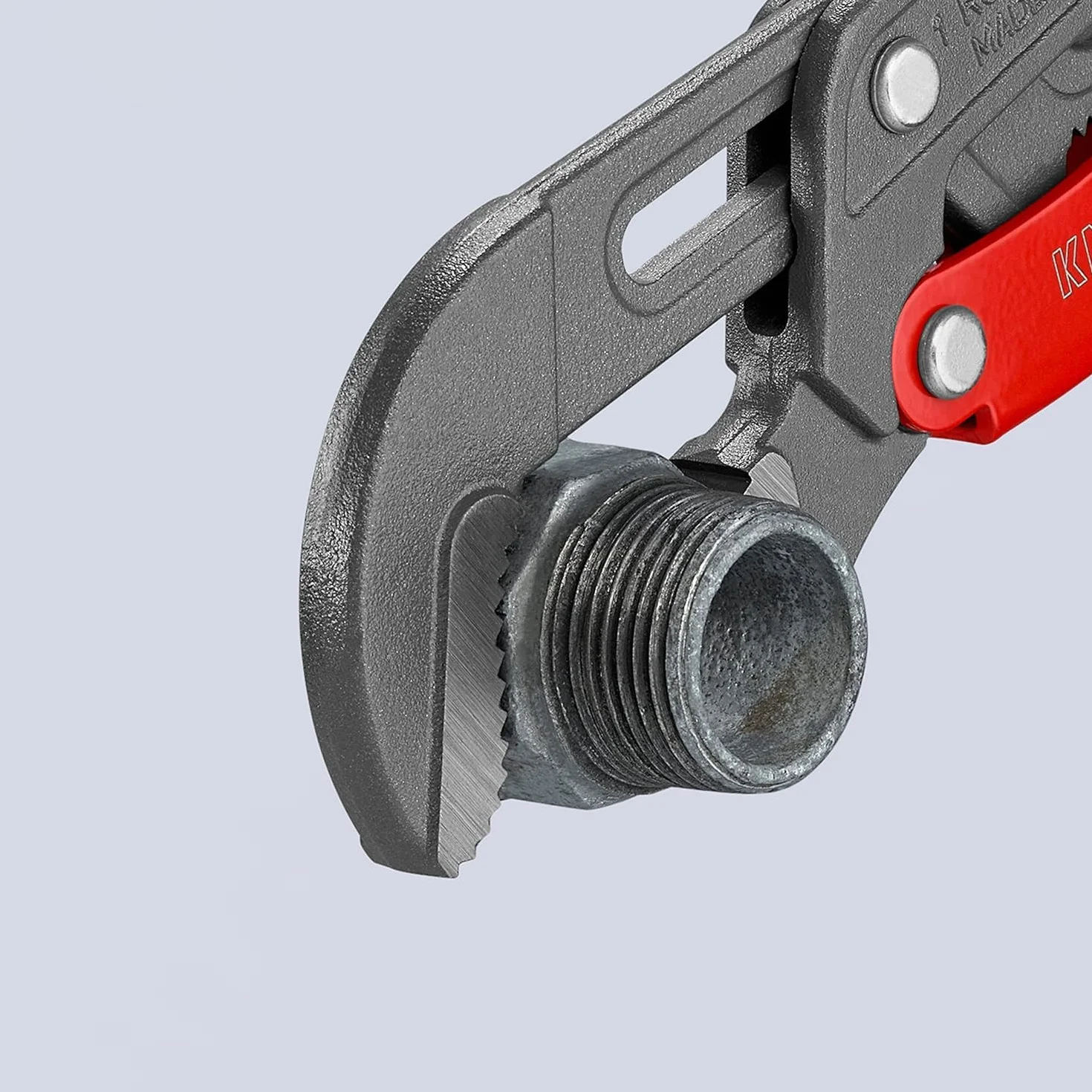 KNIPEX Klucz nastawny do rur ze szczękami typu S z przyciskiem szybkiej regulacji Malowane proszkowo, szare z tworzywa sztucznego, 83 61 010