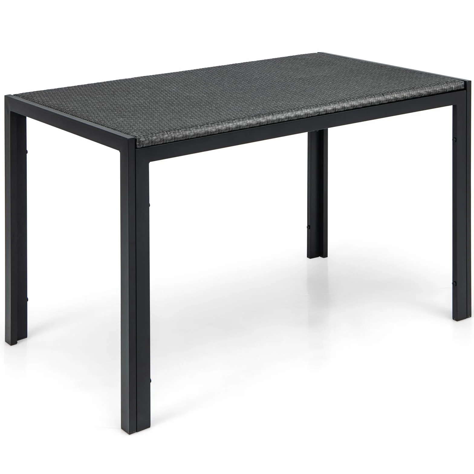COSTWAY Stół ogrodowy rattanowy 120x71x72 cm prostokątny z metalową ramą