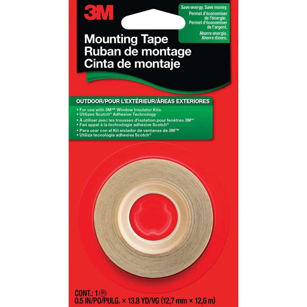 3M 2175 zewnętrzna taśma izolacyjna do montażu na zewnątrz, 13,8 m x 13,8 metra EXT, przezroczysta, okna i drzwi