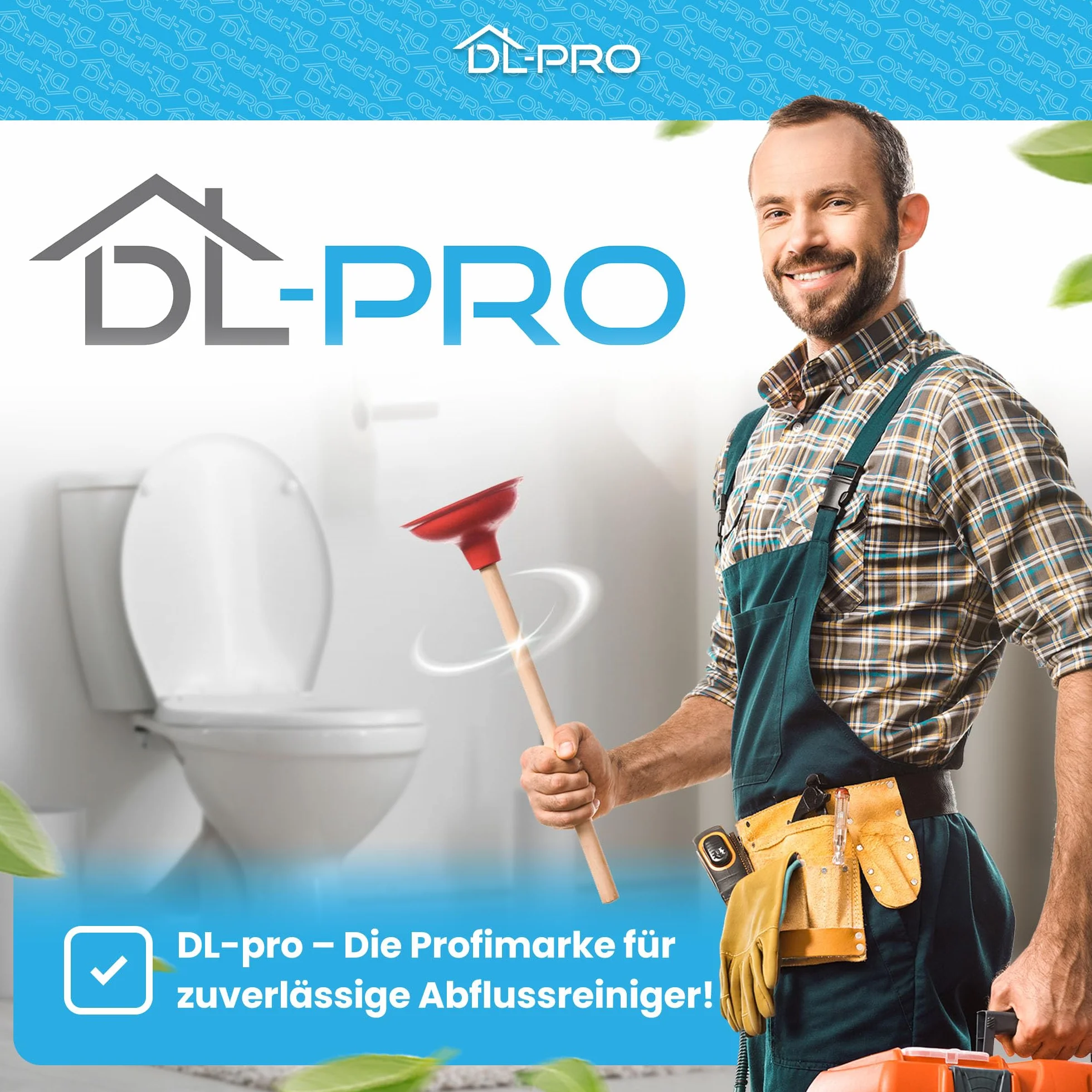 DL-pro przepychacz do rur, przepychacz 150mm Ø, drewniany, do toalety, łazienki, kuchni, prysznica, ekologiczny, ergonomiczny uchwyt, brązowy/czerwony