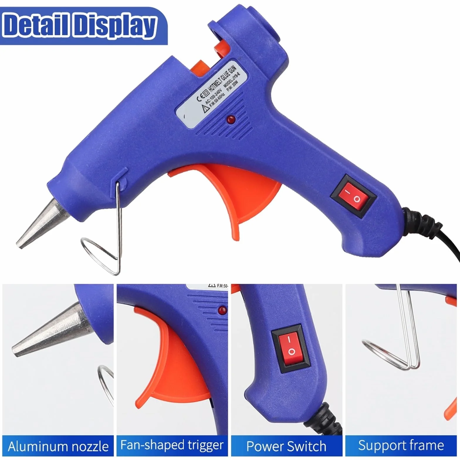Pistolet do klejenia na gorąco, pistolet do topienia, pistolet do klejenia rzemieślniczego, pistolet do klejenia 20 W, mini pistolet do klejenia na gorąco, pistolety industr