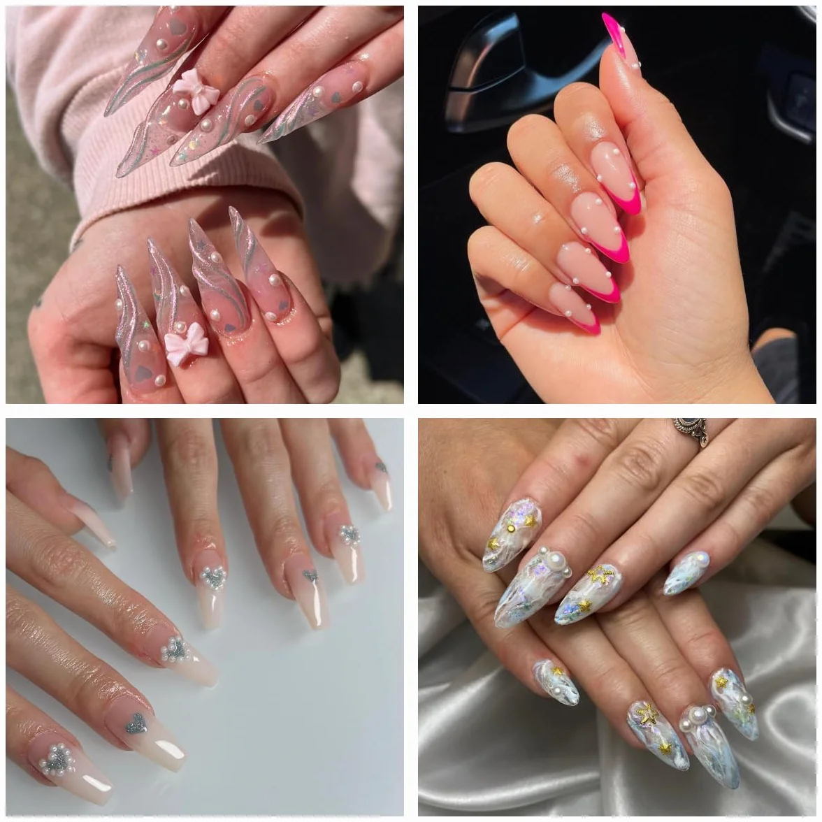 Nailart koraliki do paznokci, 0,3-3 mm, złote srebro, mini kawior, kamienie stras, białe beżowe, mini paznokcie, mikroperły, dekoracja do paznokci