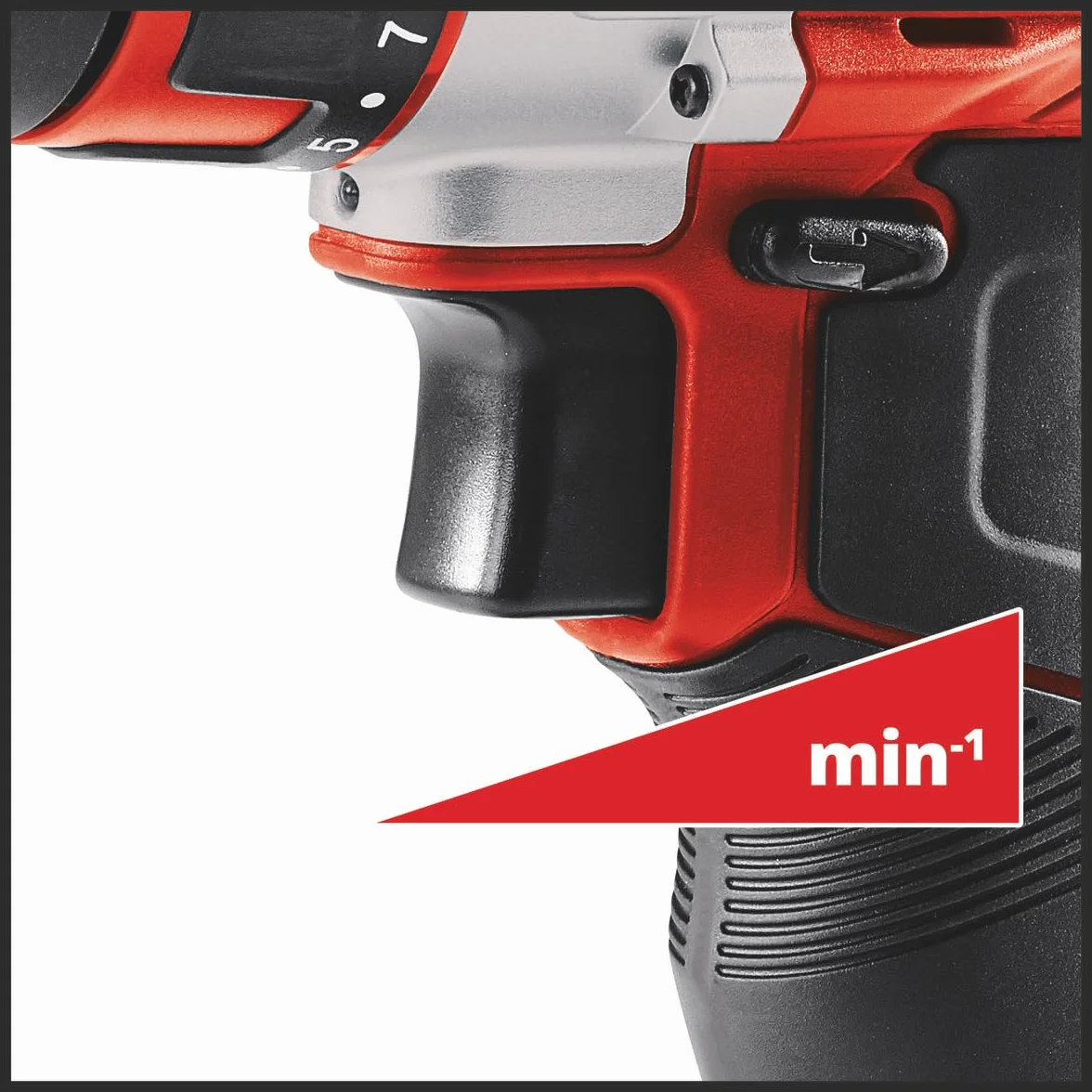 Einhell TE-CD 12/1 Li wiertarka akumulatorowa 1 x 2,0 Ah (30 Nm, 2-biegowa, elektroniczna regulacja prędkości, światło LED, wytrzymała metalowa przekładnia, ergonomiczna konstrukcja + miękki uchwyt, w