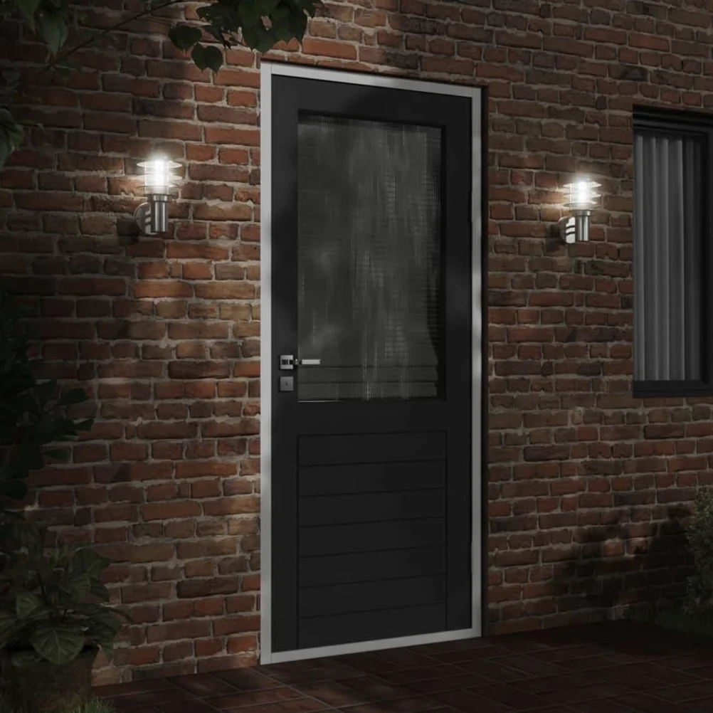 Lampy ścienne zewnętrzne, 2 sztuki, srebrne, stal nierdzewna, odporna na warunki atmosferyczne, IP44, z dyfuzorem PC, 15,5 x 15,5 x 28 cm, E27, maks. 60 W, do ogrodu, na taras, balkon, wjazd