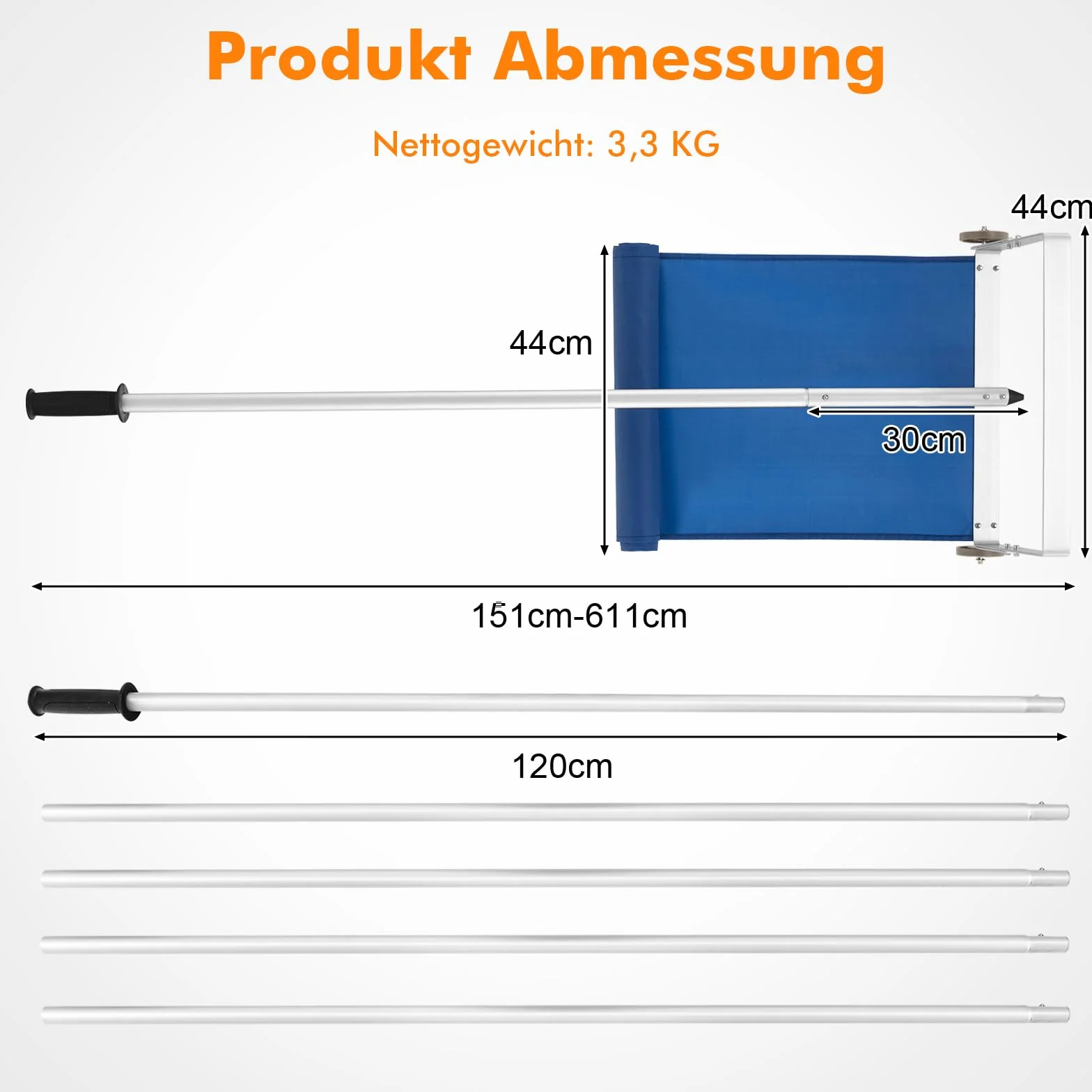 COSTWAY Odśnieżarka dachowa z uchwytem teleskopowym, aluminiowa, zakres regulacji 151-611 cm