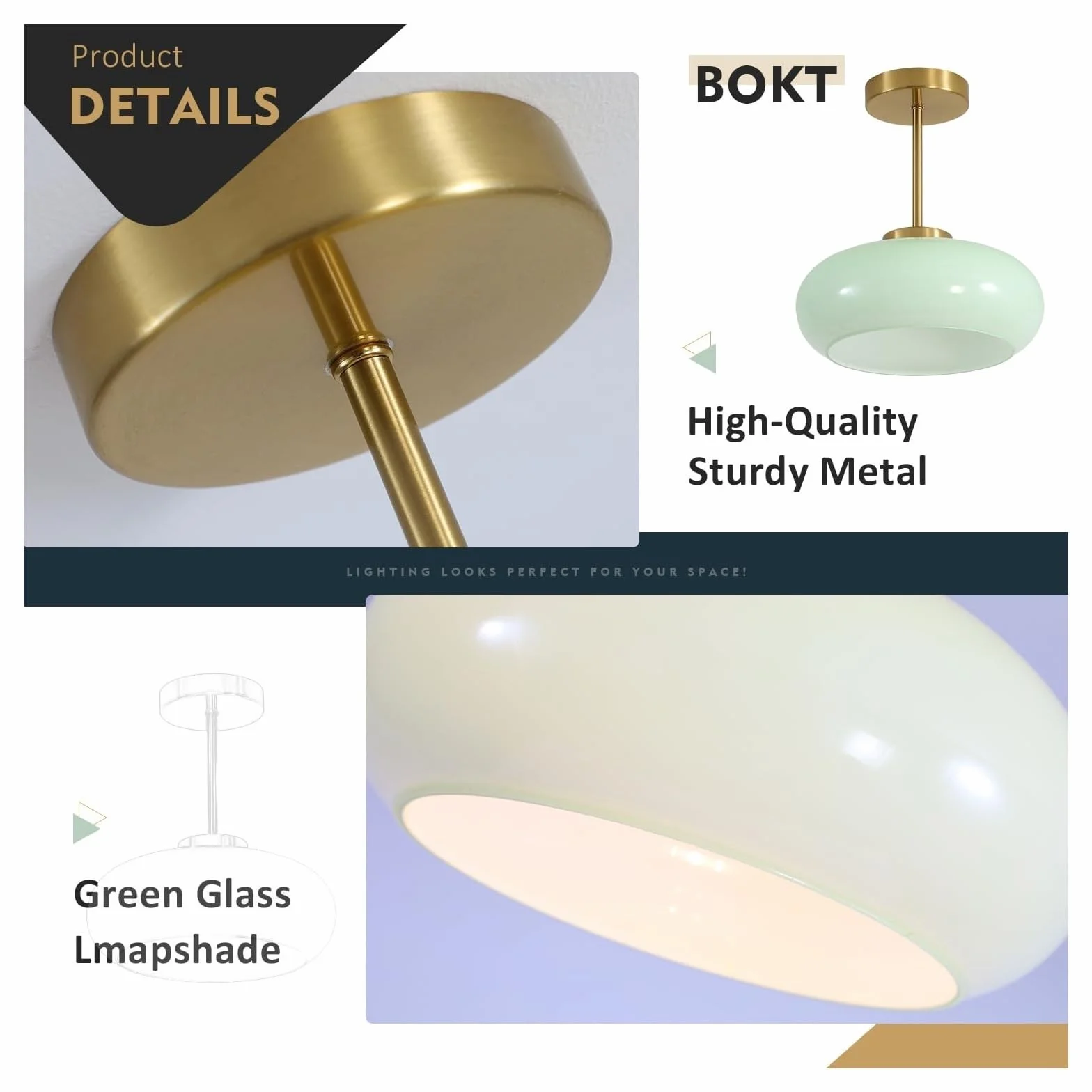 JingNian Nowoczesna lampa sufitowa 28 cm, półwbudowana lampa z kloszem ze szkła mlecznego, idealna do kuchni, przedpokoju, łazienki i jadalni (H)