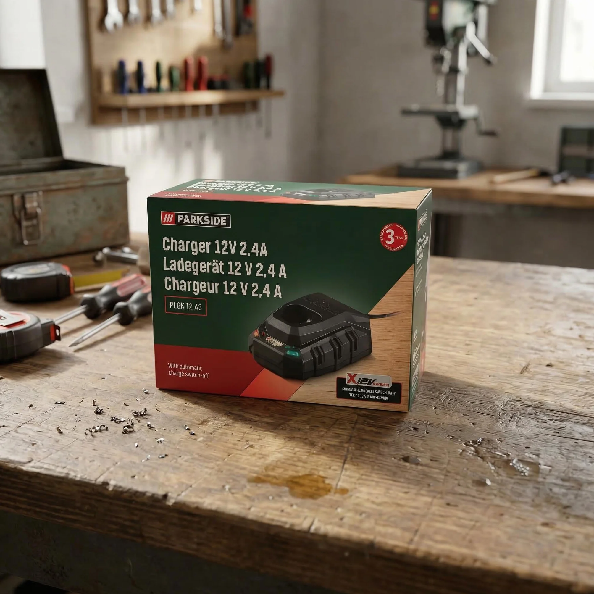 Ładowarka do akumulatora Parkside, 12 V, 2 Ah, seria X12, ładowarka szybka z automatycznym wyłączaniem, wskaźnik LED, kompatybilna z Parkside X 12 V Team