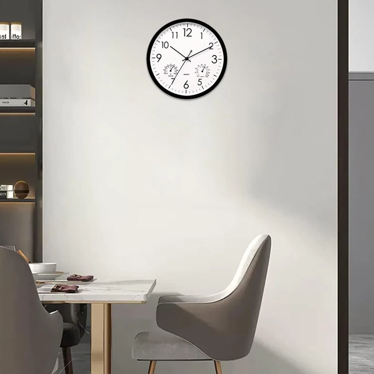 Zegar ogrodowy, odporny warunki atmosferyczne, z termometrem i higrometrem, elegancki zegar tarasowy w stylu retro, do u?ytku zewn?trz, odporny warunki atmosferyczne, do u?ytku