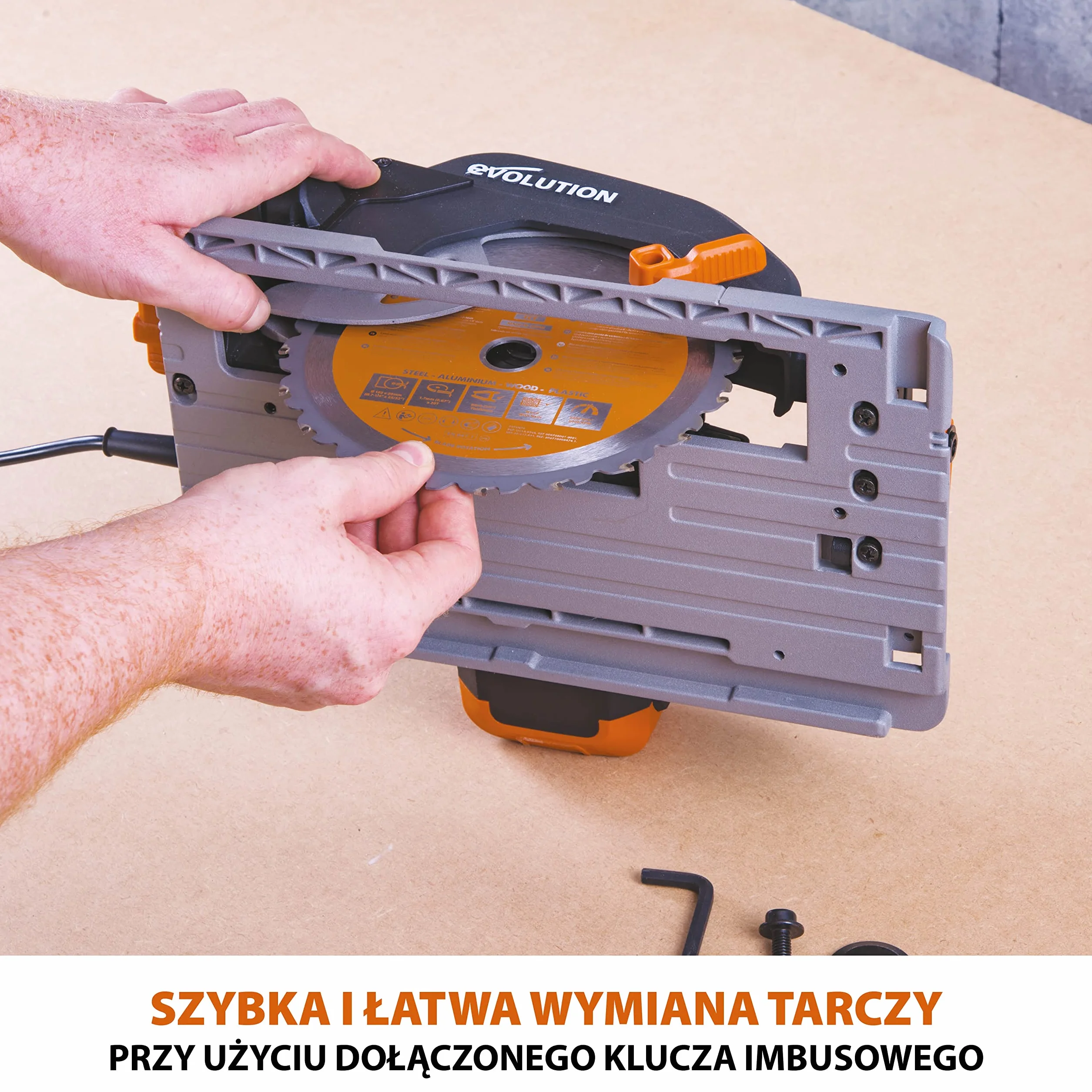 Evolution Power Tools R185CCSX Piła tarczowa i prowadnica do różnych materiałów, tnie drewno, drewno z gwoździami metal stal aluminium plastik, opcja odchylenia, w zestawie prowadnica 1020 mm, 185 mm