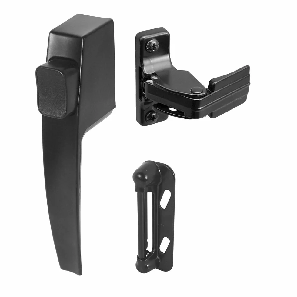 Prime Line Products K 5007 zestaw zatrzasków do drzwi ekranowych i burzowych, przycisk, czarny - ilość 4