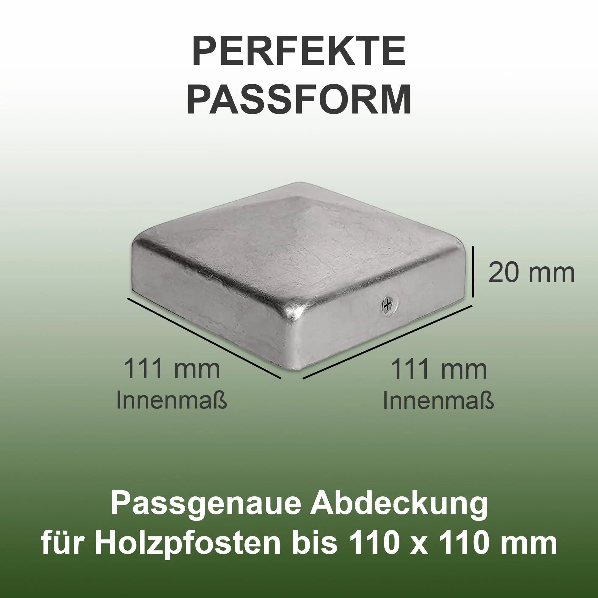 10 x nakładka na słupki ze stali nierdzewnej H2i zaślepki na ogrodzenie o wymiarach: 71 mm / 91 mm / 101 mm / 121 mm / 146 mm / 161 mm / 201 mm (11 x 11 mm)