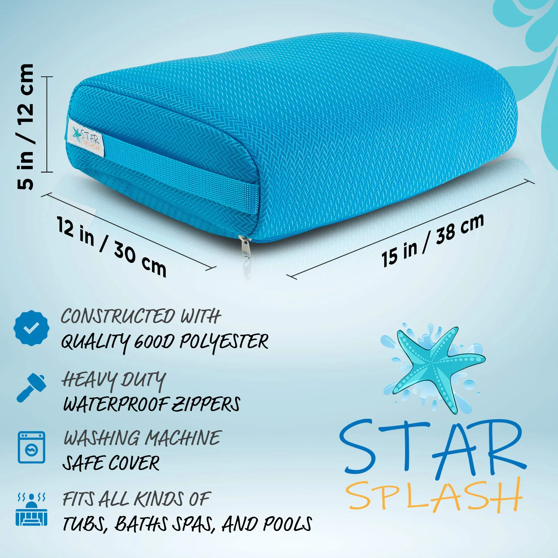 STAR SPLASH Siedzisko do wanny ciśnieniowej 38x30x12 cm Poduszka do spa antypoślizgowa