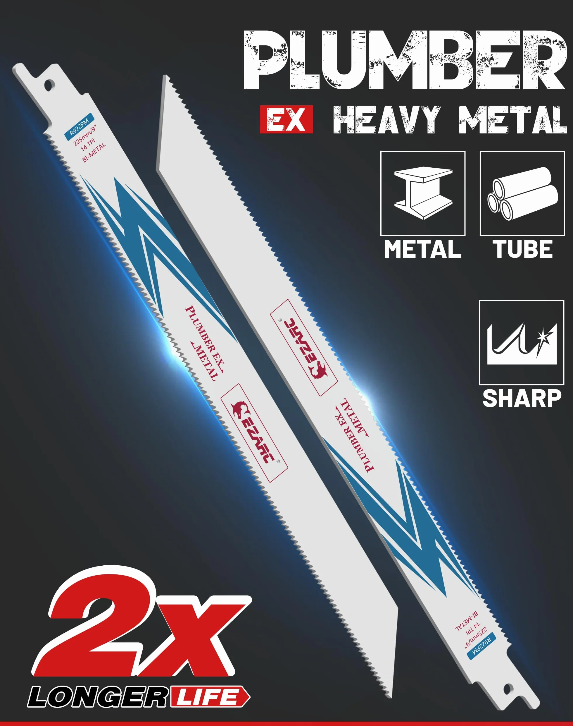 EZARC Brzeszczoty do piły szablastej R922PM cięcie metalu 225 mm 14TPI 25-częściowy