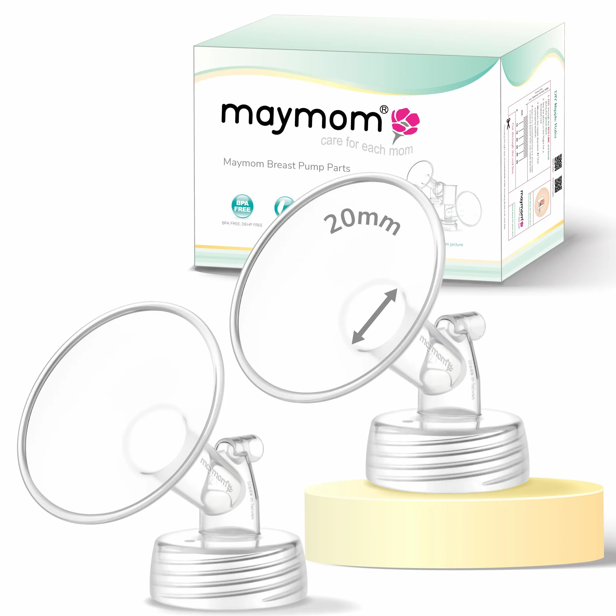 Maymom część do laktatora kompatybilna z Spectra S1 i S2; szerokootworowy lejek 20 mm, nieoryginalny lejek Spectra, zamiennik osłony