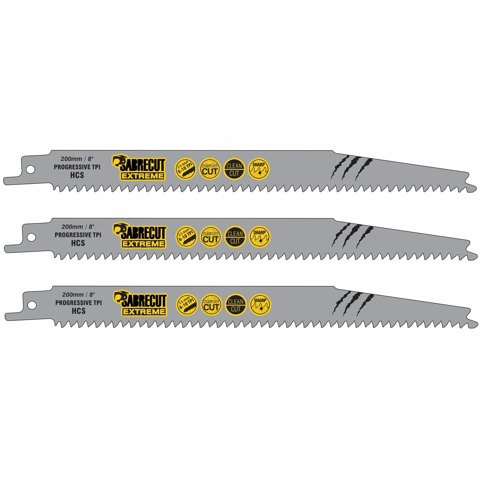 3 x SabreCut SCRS2345X_3 200 mm 6-10 TPI S2345X bardzo szybkie brzeszczoty szablaste do cięcia drewna