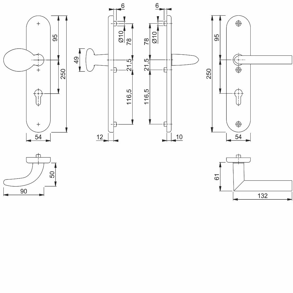 Hoppe 3666502 Okucie ochronne Stockholm ES1, 76G/3331/3410/1140, Pz 92 mm, TS 66-71 mm trzpień 10 mm, LM F1 elox