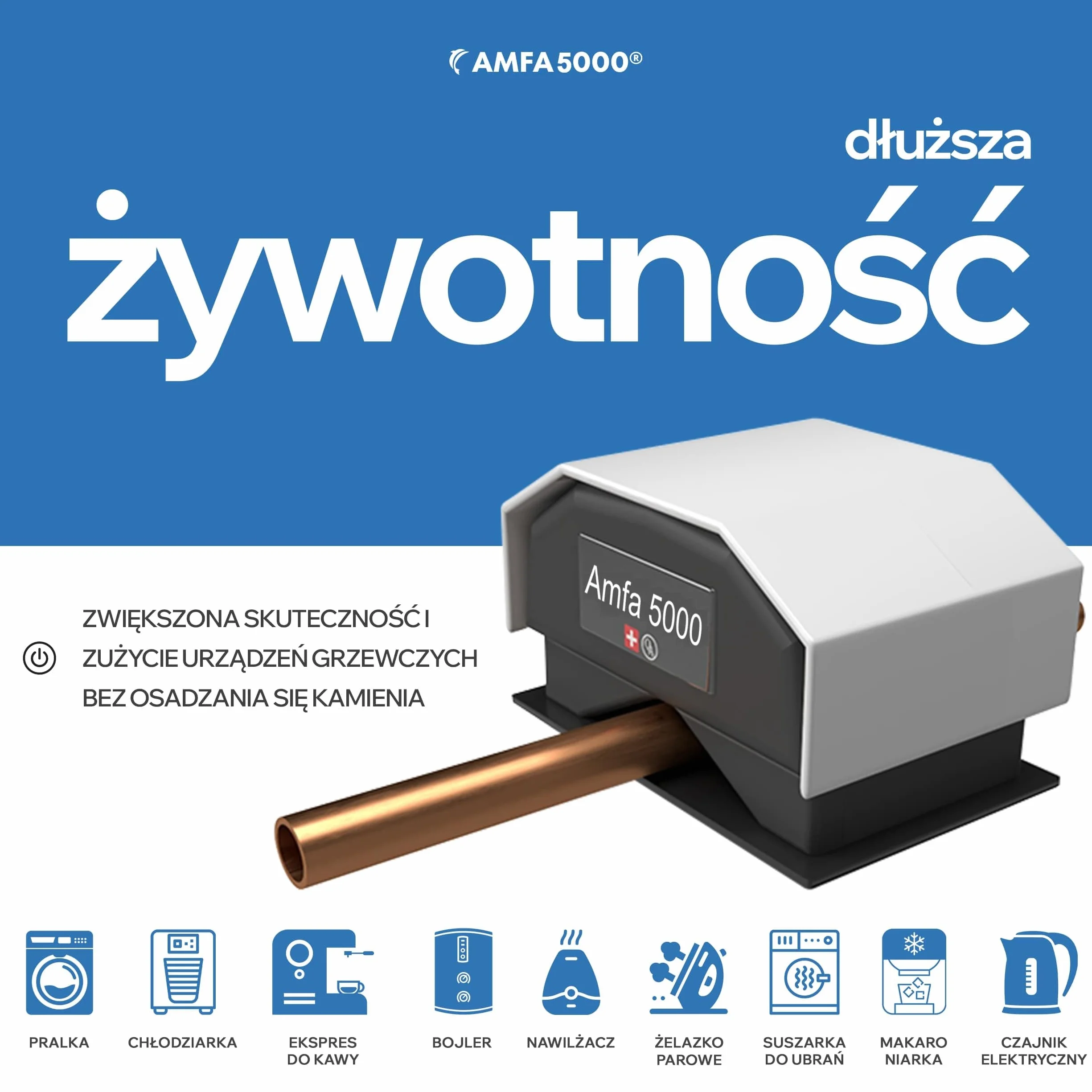 Amfa5000® System zmiękczacza wody alternatywa dla całego domu - magnetyczny zmiękczacz wody