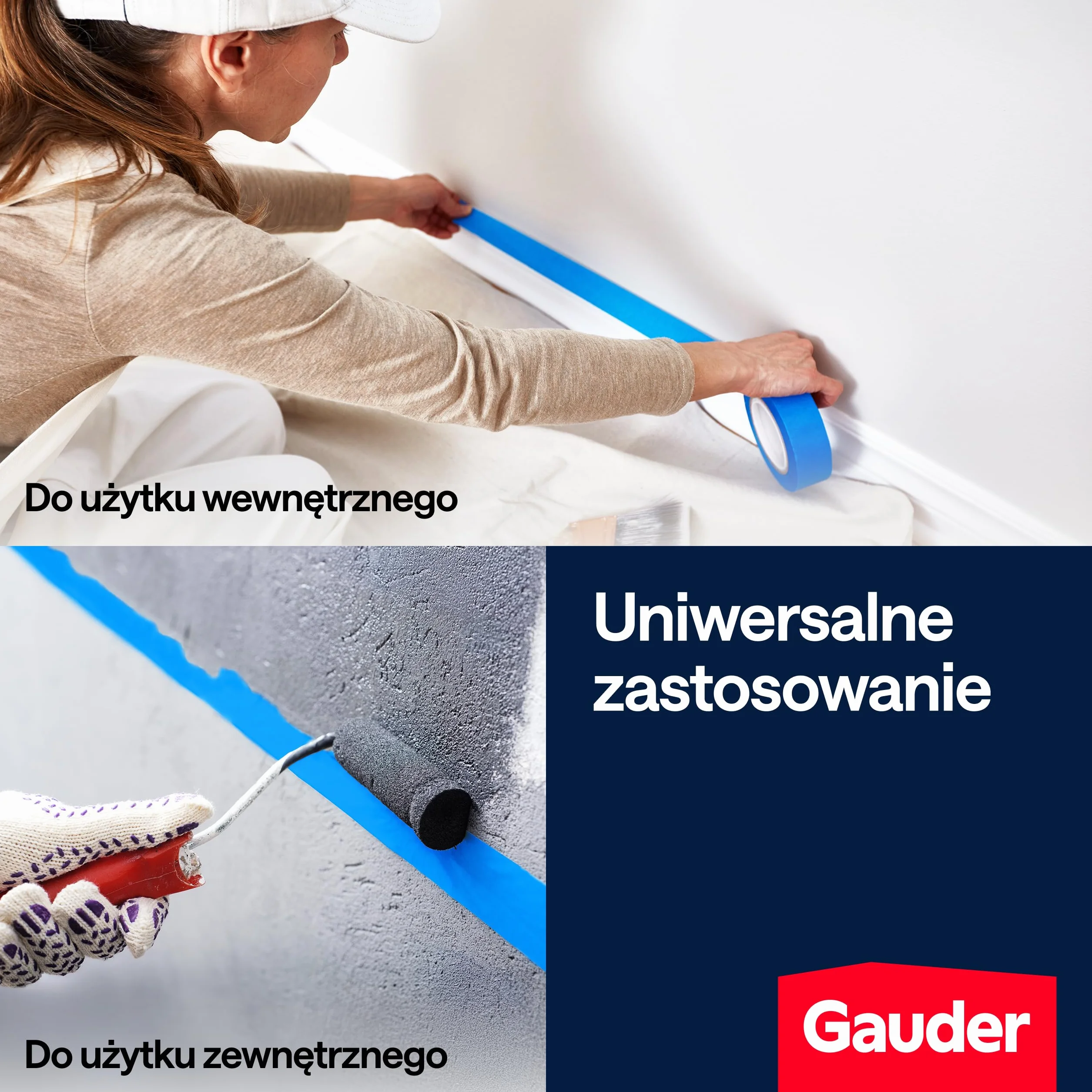 GAUDER Taśma Maskująca do Malowania - Ochronna Taśma Washi do Remontu, Dekoracji i Projektów DIY - Łatwe Usuwanie bez Pozostałości (3 Rolki - 24 mm x 50 m)