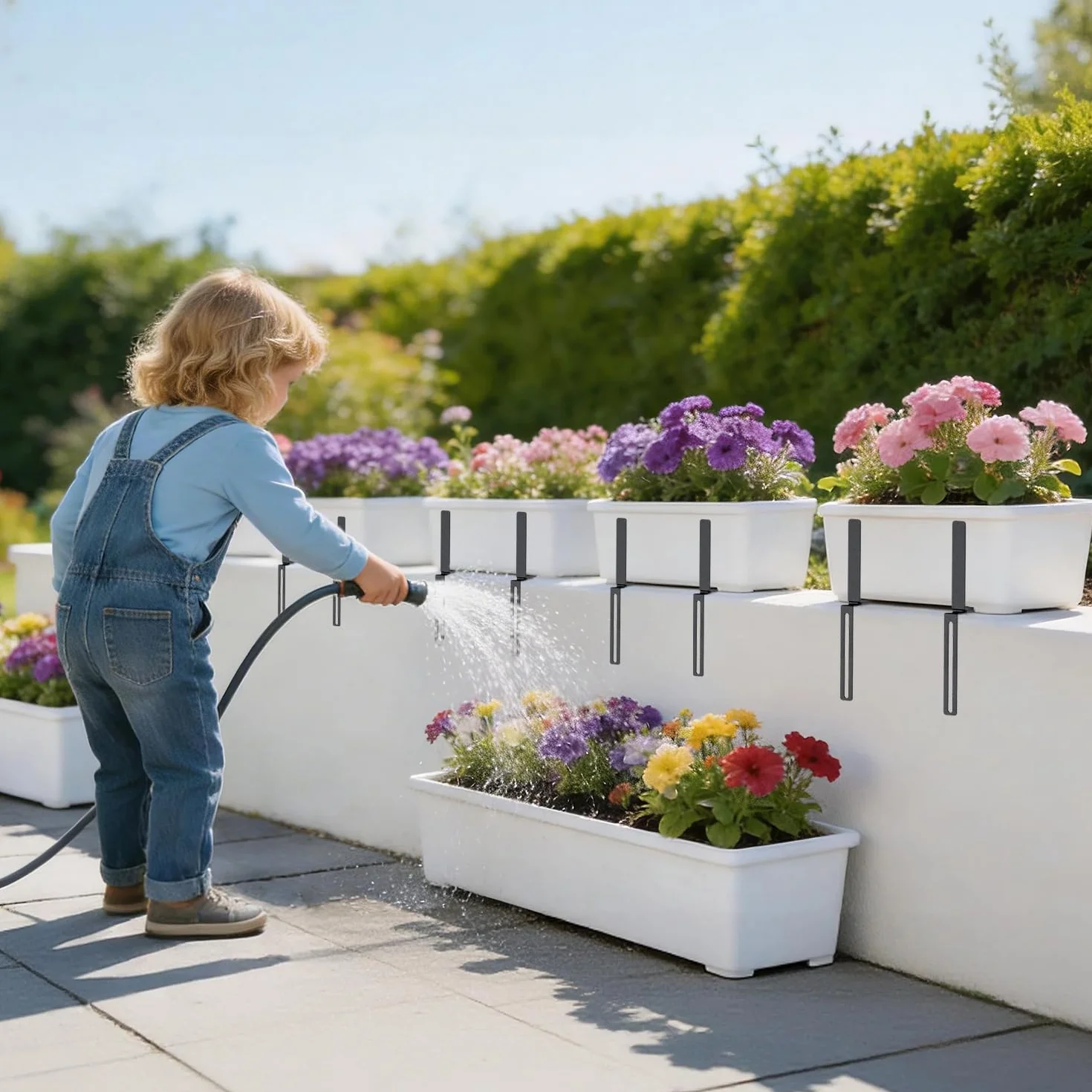 Uchwyt na skrzynki na kwiaty, w kształcie litery H, bez wiercenia, pasuje do balustrad balkonowych o wymiarach 1,5-32 cm i skrzynki na kwiaty 15-23 cm, uchwyt do skrzynki balkonowej na balustradę