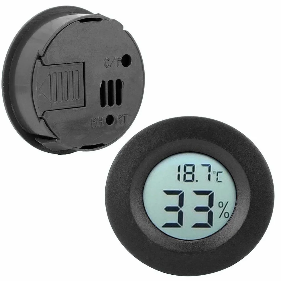 Termometr Pokojowy LCD Okrągły Wyświetlacz Mini Wilgotności Czarny