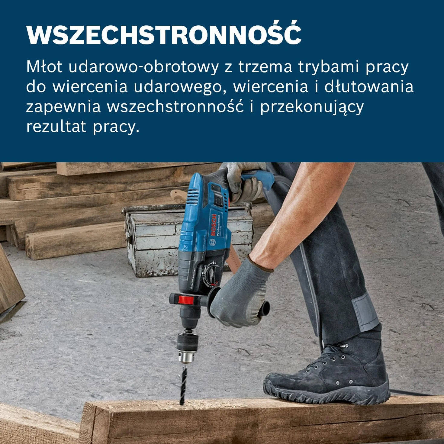 Bosch Professional Młot udarowo-obrotowy GBH 2-21 (z SDS plus, w zestawie szybkozaciskowy uchwyt wiertarski z adapterem SDS plus, dodatkowy uchwyt, ściereczka do maszyny, ogranicznik głębokości,