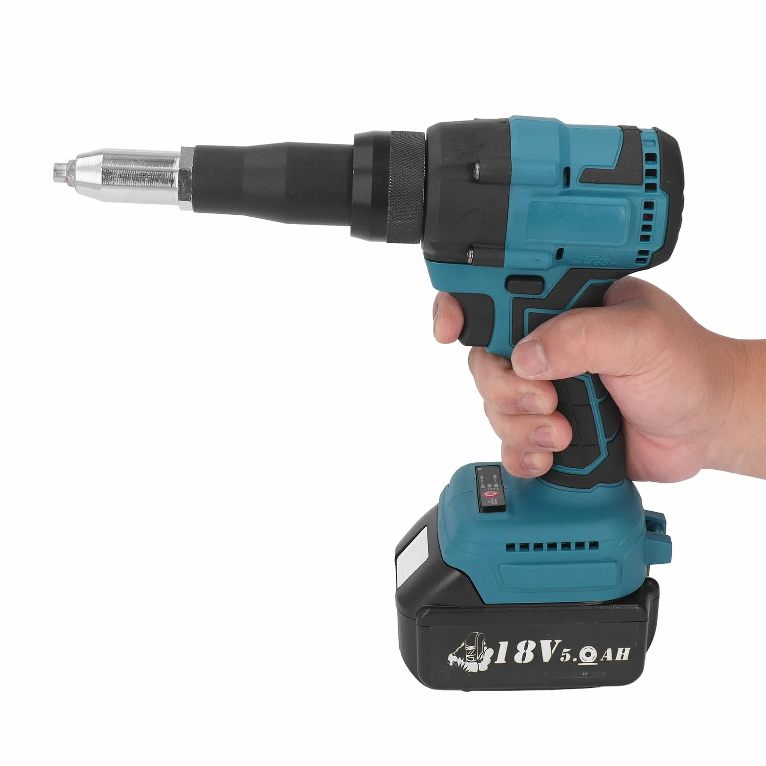 Akumulatorowy Pistolet do Nitów 18V, Elektryczny Nitownica Bezszczotkowa LED Adapter do Wiertarki do Nakrętek Automatyczny Rivet Nut Hand Tool dla Przemysłu Indywidualnej Dekoracji