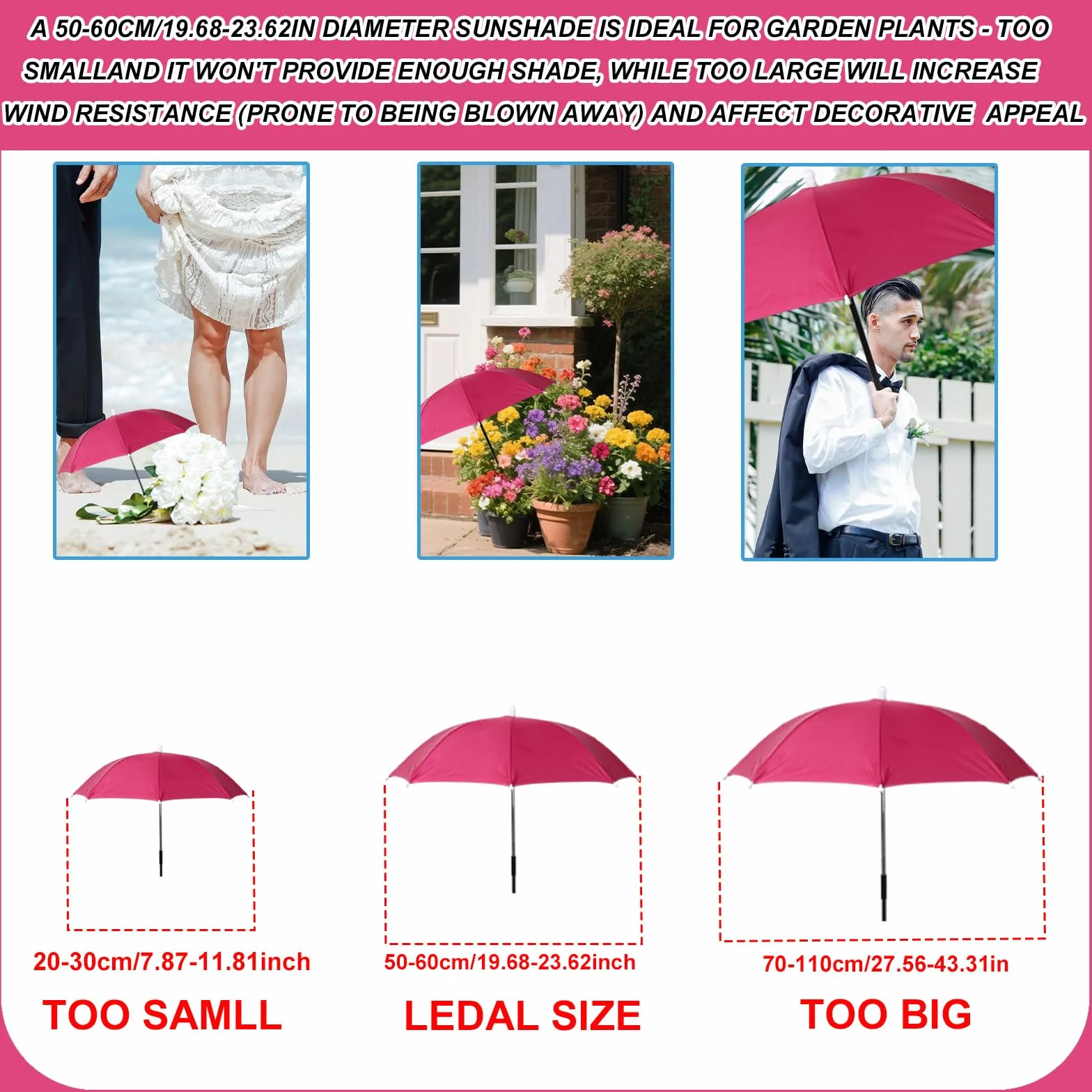 Regulowany Parasol Ogrodowy Wodoodporny 3szt do Roślin Doniczkowych