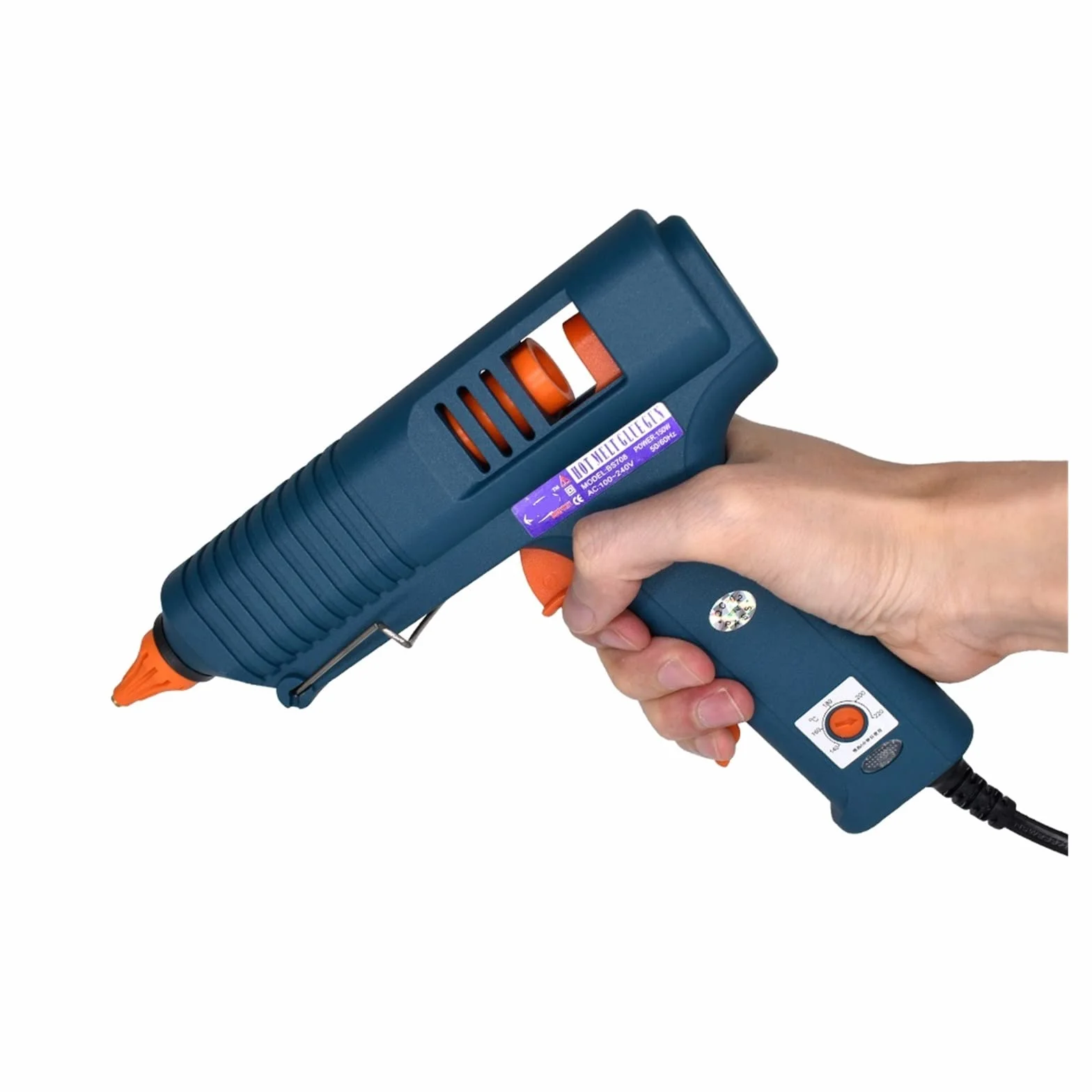 Pistolet do klejenia na gorąco do prac rzemieślniczych Pistolet do klejenia na gorąco 150 W, wymienna dysza, regulacja temperatury, użyj kleju w sztyfcie 11 mm, przemysłowy pistolet do klejenia do dom
