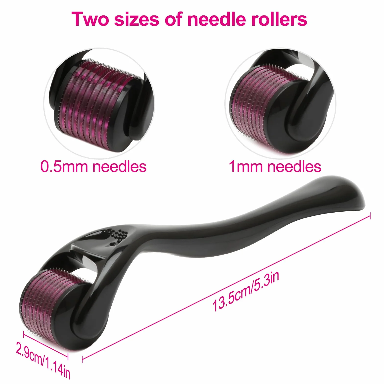 Derma Roller do twarzy, 1 mm, 0,5 mm, 540 tytanowych wałków do mikroigły, do twarzy i ciała, do masażu twarzy z mikroigłami, narzędzie do pielęgnacji skóry na trądzik, zmarszczki, rozstępy