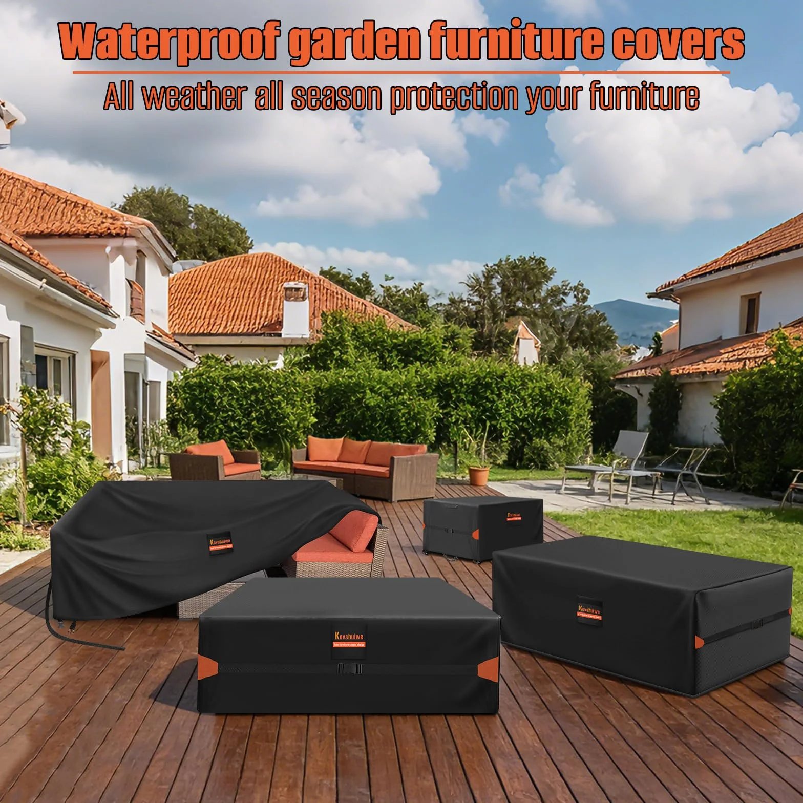 Pokrowce na meble ogrodowe 120x90x74 cm tkanina Oxford 210D wiatroszczelna ochrona UV