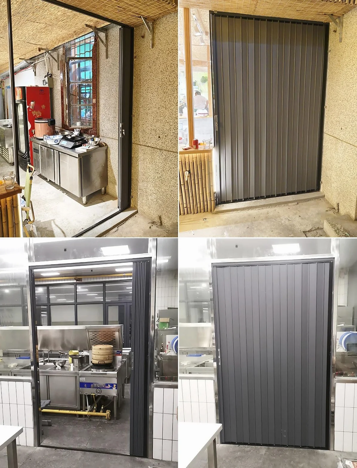 Dostosowywane Wewnętrzne Drzwi Harmonijkowe z Zamkiem I Kluczem, Izolacyjne Aluminiowe Drzwi Składane, Szara Wieloskładkowa Ścianka Działowa, do Drzwi(80x210cm(31.5x82.7in))