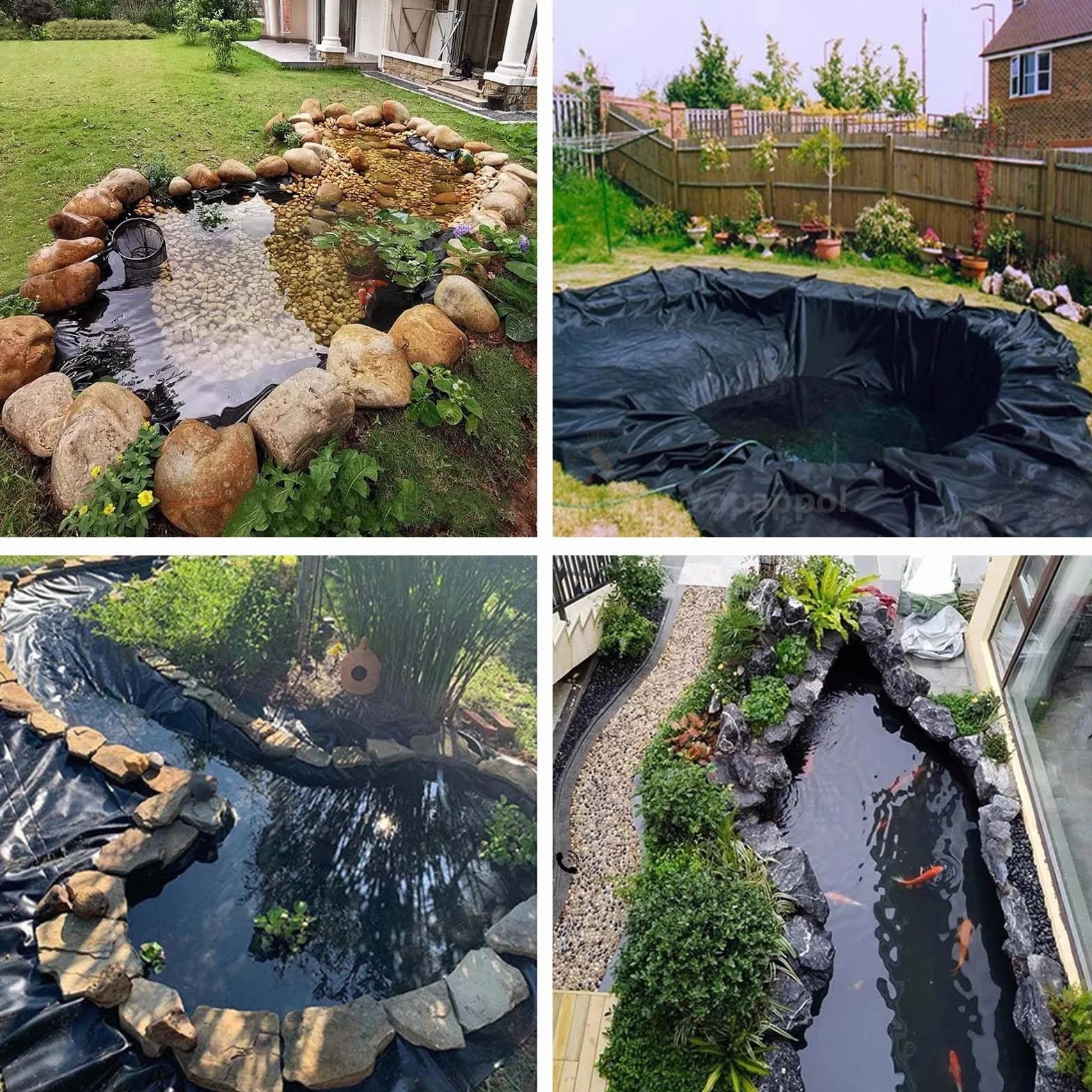 Membrana do stawu HDPE 6x8m wykładzina do stawów ogrodowych basenów akwakultury