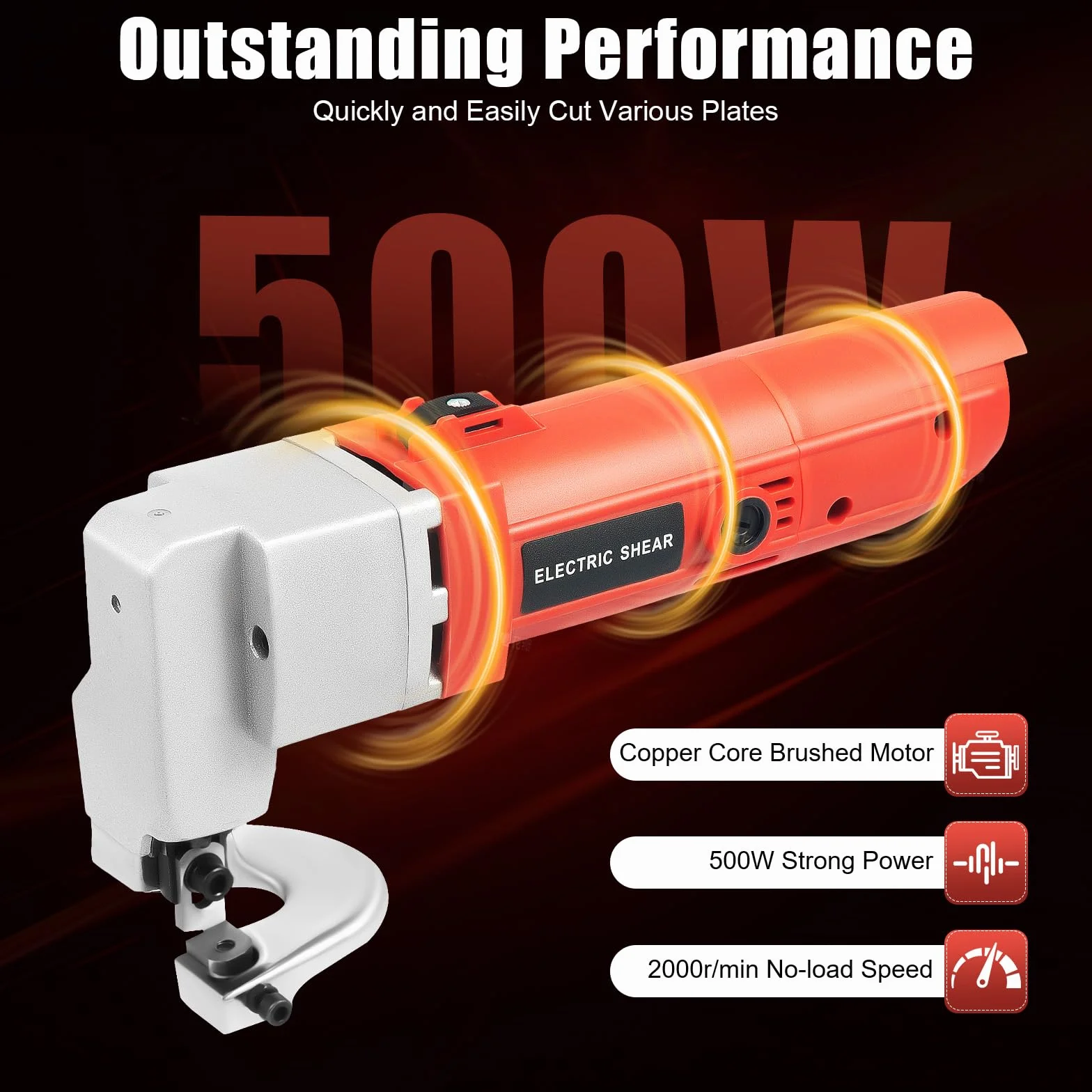 Elektryczne nożyce do blachy – 500 W Nibbler do metalu | wydajne nożyce do blachy 2,5 mm z prędkością 2000 obr./min – do precyzyjnego cięcia metalu (220 V)