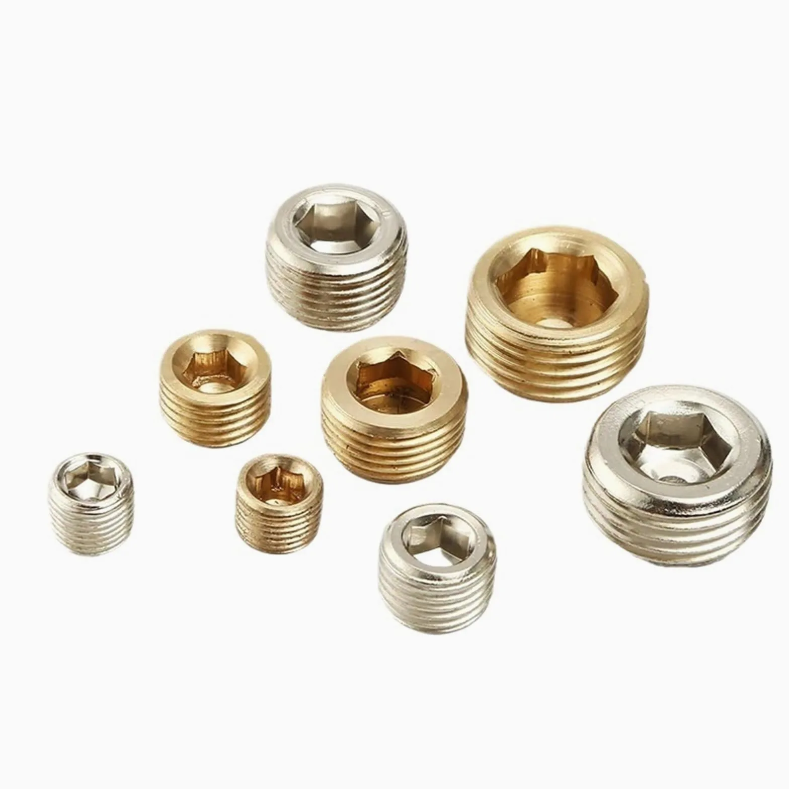 10 sztuk złącze pneumatyczne złącze sześciokątne nasadka powietrzna pierścień uszczelniający gwint zewnętrzny G1/8 G1 4/6/8mm złącze skarpet (Brass, 1 inch)