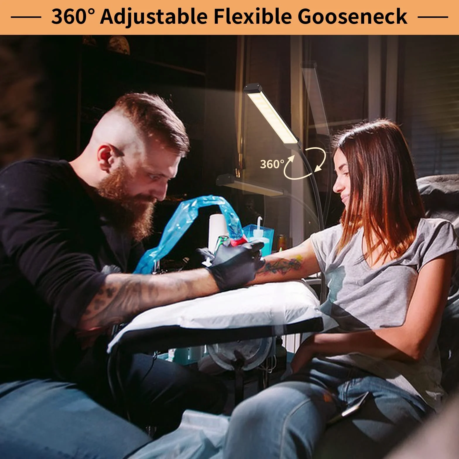 iFalarila Lampa podłogowa, 120 LED, 10 W, lampa stojąca w 3 kolorach i 10 jasnościach, lampa stojąca z elastycznym ramieniem, do salonu, sypialni, biura
