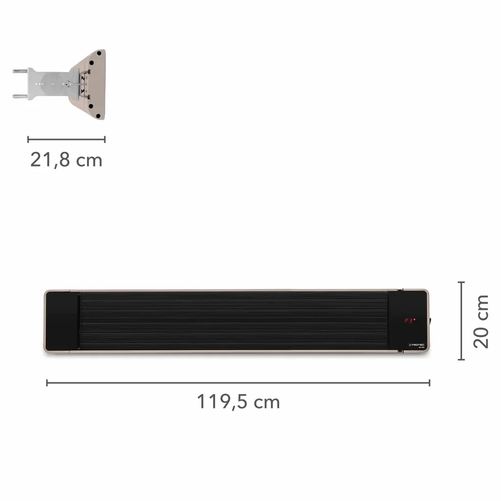 TROTEC IRD 1800 promiennik ciepła 1800 W z pilotem do montażu ściennego i sufitowego