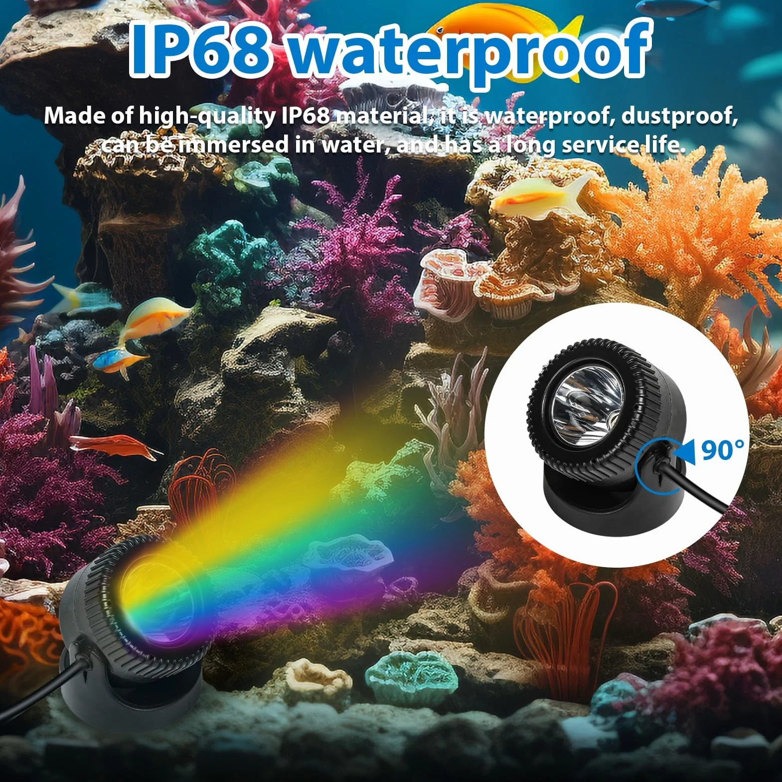 BuyWeek Lampy solarne do stawu, zanurzeniowe lampy LED do stawu, IP68, wodoodporna lampa podwodna RGB z 3 lampami, solarny projektor krajobrazowy do akwarium, ogrodu, basenu, fontanny