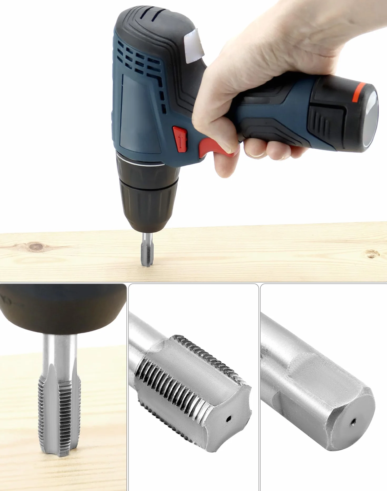 QWORK® 5 szt. Stalowy gwintownik BSP, zestaw gwintowników BSP 55 stopni, odpowiedni do połączeń rur wodnych, naprawa samochodów i maszyn, G1/8 G1/4 G3/8 G1/2 G3/4