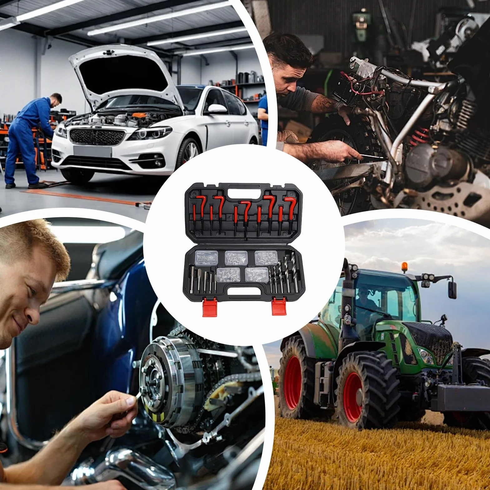 Zestaw do Naprawy Gwintów Wytrzymałe wstawki przemysłowe | Gwintownik, śruby dociskowe i aplikator do wkładek Do głowic cylindrów, pojazdów i maszyn przemysłowych i