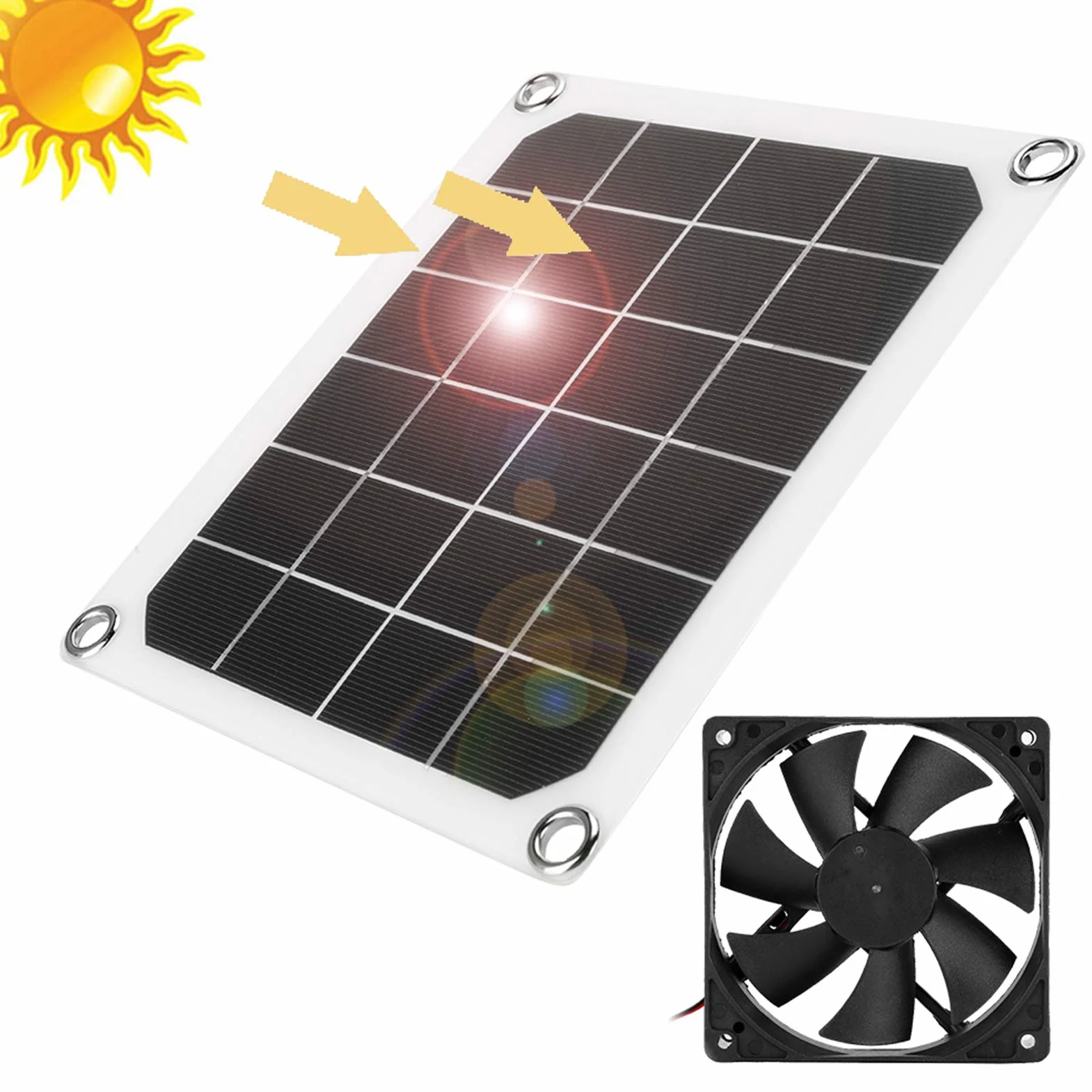 Wentylator solarny 10 W 4,7" IP67 wodoszczelny zasilany energią słoneczną do kurników szklarni