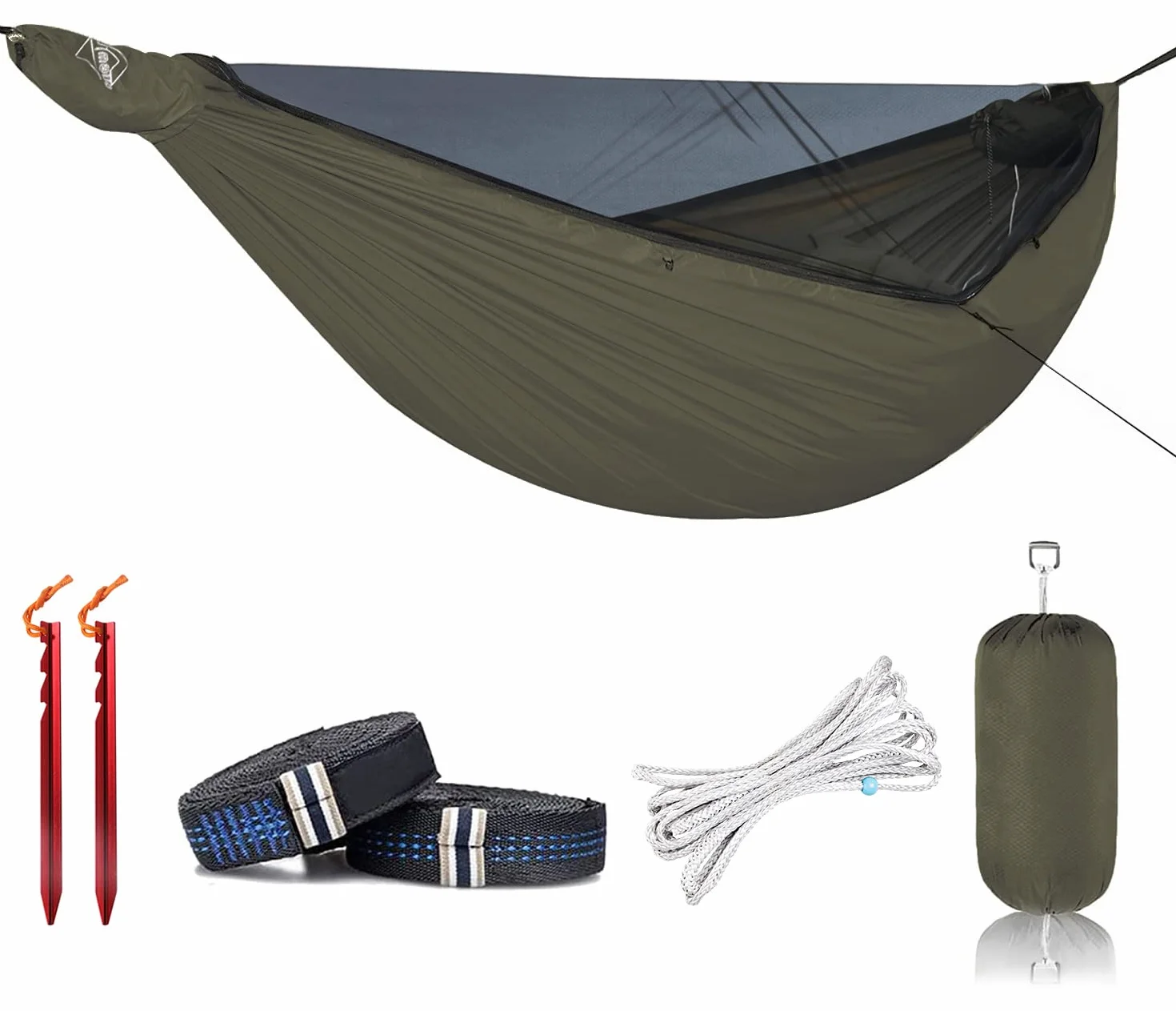 Onewind 12' Podwójny Hamak Kempingowy z Moskitierą 40D Nylon Ripstop 335 cm