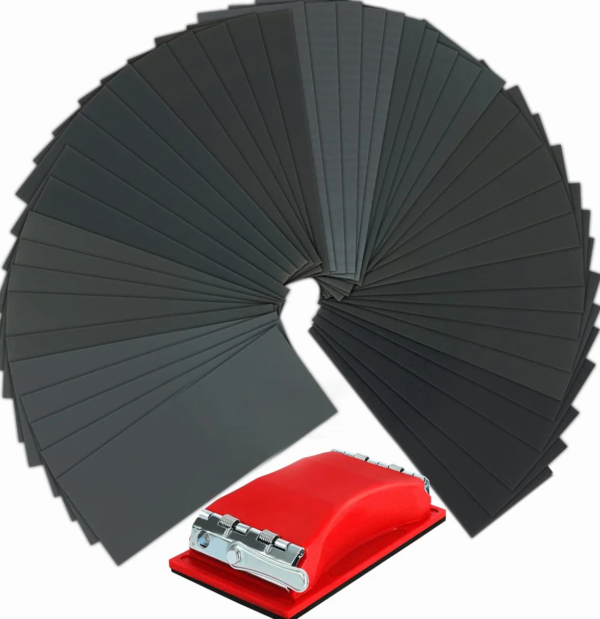 Papier ścierny, 90 szt. ziarnistość od 400 do 3000 na mokro suchy papier ścierny z czerwonym uchwytem asortyment 23 x 9 cm do szlifowania pojazdów - wykończenie mebli drewnianych - wykończenie toczenia drewna i więcej od Verones