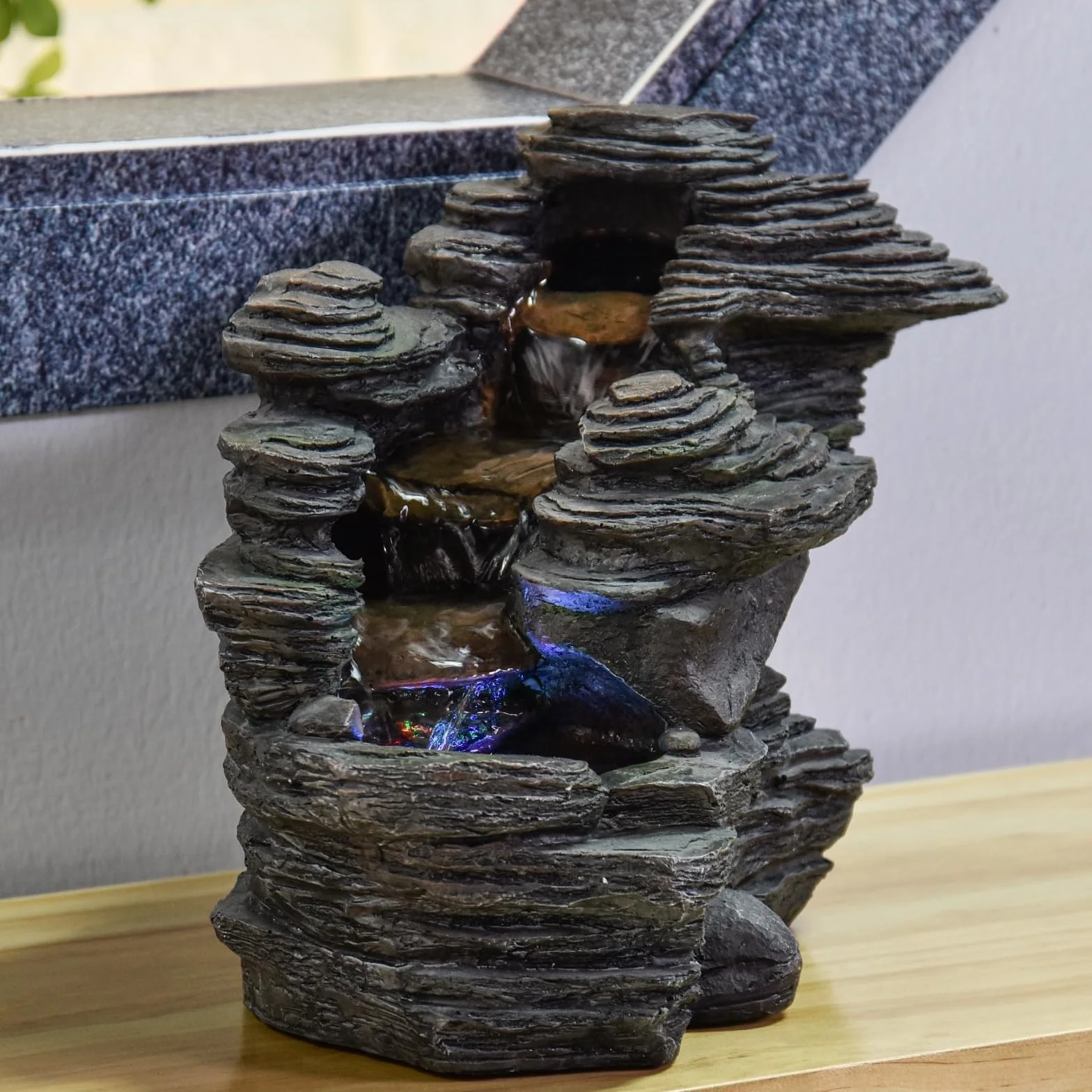 Zen Light SCFR132 Rzeka Woda Cecha Natura Brązowy Kamień 38 x 19 x 25 cm