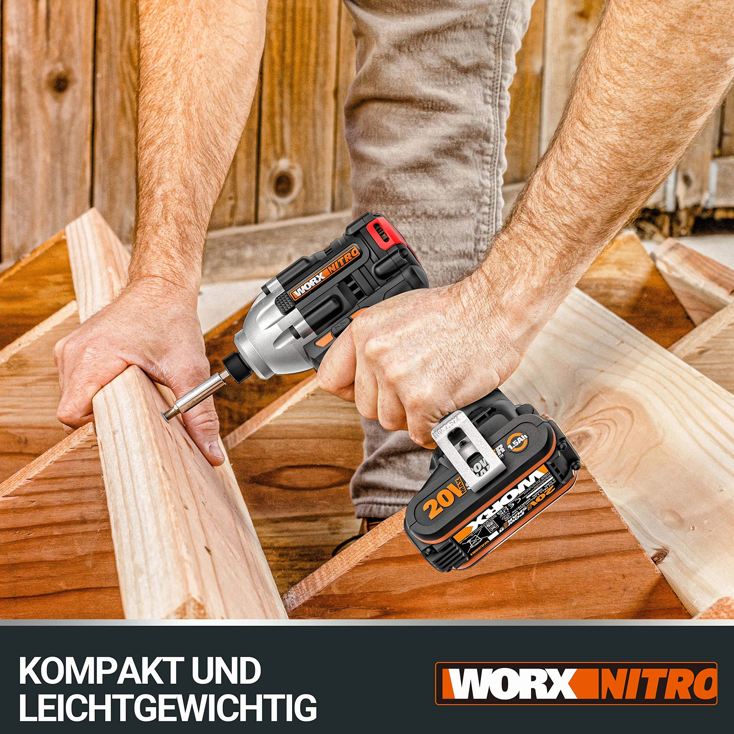 WORX WX261.9 Akumulatorowa Wkrętarka Udarowa 20 V, Wydajna, Bezszczotkowa Wkrętarka Akumulatorowa do Wkręcania, bez Akumulatora i Ładowarki
