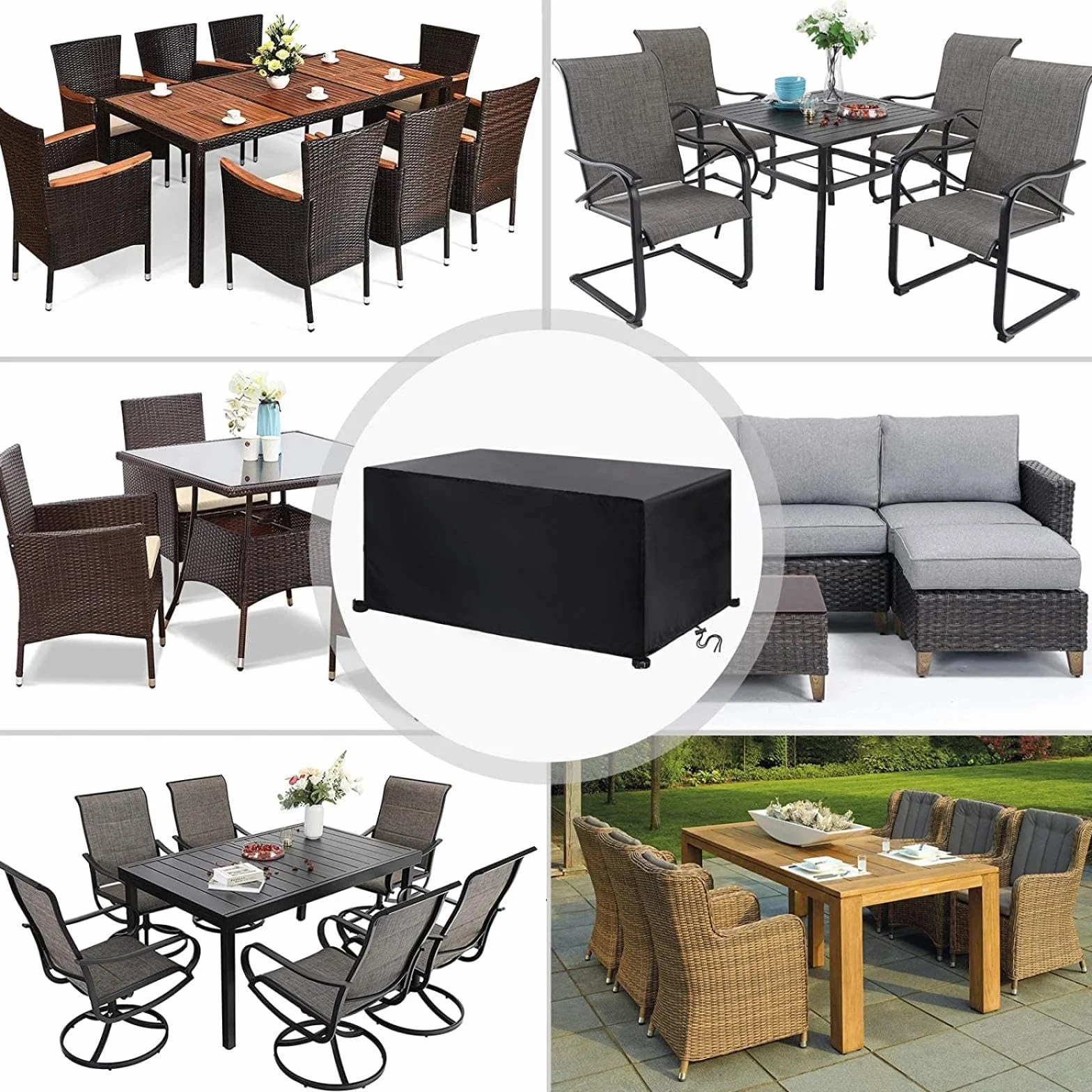 Pokrowce na meble ogrodowe Oxford 600D, prostokątne pokrowce na meble ogrodowe, 300 x 160 x 75 cm, prostokątne pokrowce na meble ogrodowe, rattanowe pokrowce na meble ogrodowe 300 x 160 x 75 cm