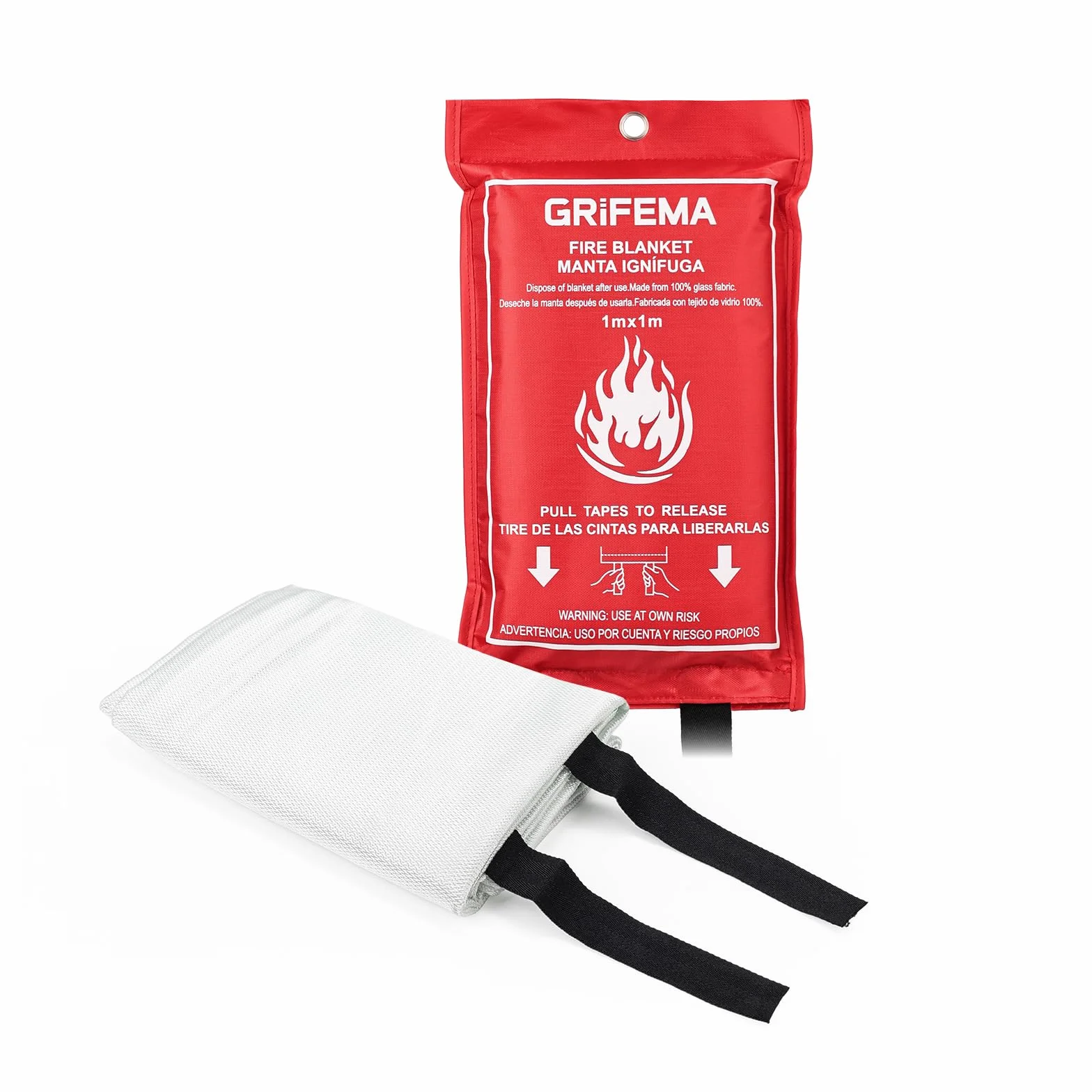 GRIFEMA GA3001 Koc ognioodporny 100 x 100 cm EN 1869:2019 Fire Blanket Kitchen Nadaje się do domów, pojazdów, biur, grilli na świeżym powietrzu, kominków i magazynów.